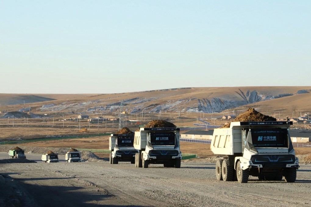 A fleet of unmanned trucks developed with Huawei’s autonomous driving solution, seen in Inner Mongolia. Photo: Handout