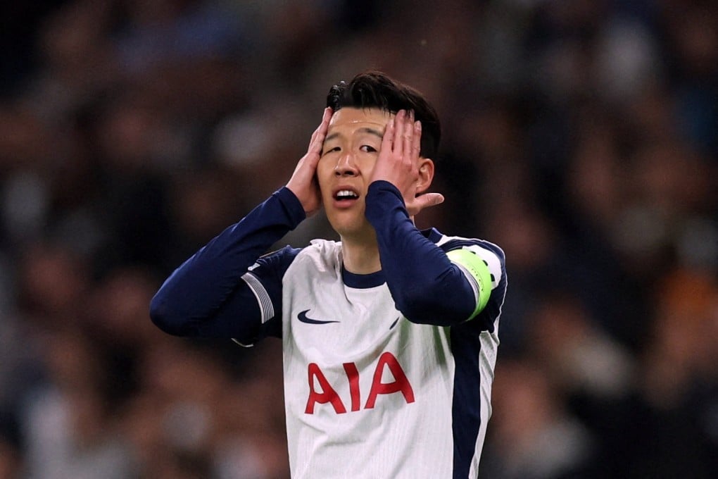 Tottenham Hotspur captain Son Heung-min reacts during a Europa League match against Eintracht Frankfurt in London on April 10, 2025. Photo: Reuters