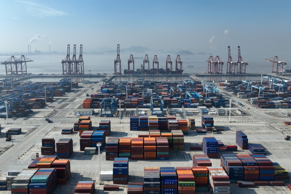 Cargo ships load and unload containers at Zhoushan Port in Ningbo, Zhejiang province, China, on January 4, 2025. Photo: NurPhoto via Getty Images