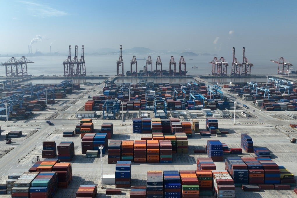 Cargo ships load and unload containers at Zhoushan Port in Ningbo, Zhejiang province, China, on January 4, 2025. Photo: NurPhoto via Getty Images