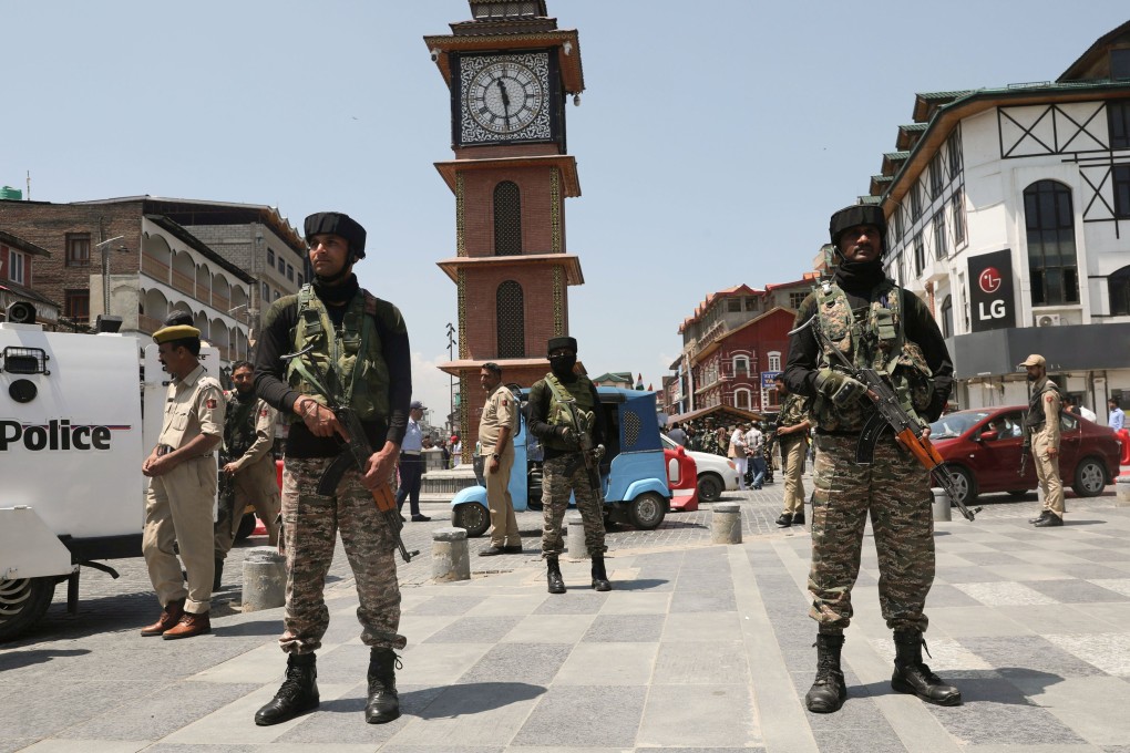 Security forces maintain vigil in Srinagar, Indian-controlled Kashmir, on May 15. Photo: EPA-EFE