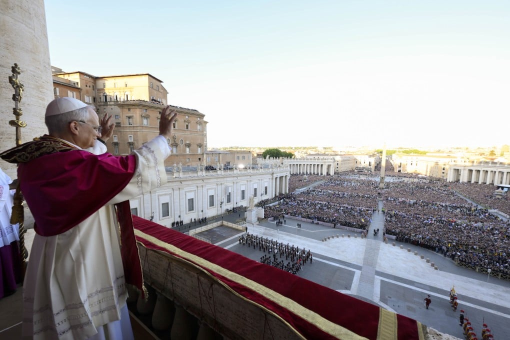 Newly elected Pope Leo XIV waves to faithful and pilgrims gathered in St Peter’s Square shortly after his election, on May 8, 2025. Photo: Vatican Media via AP