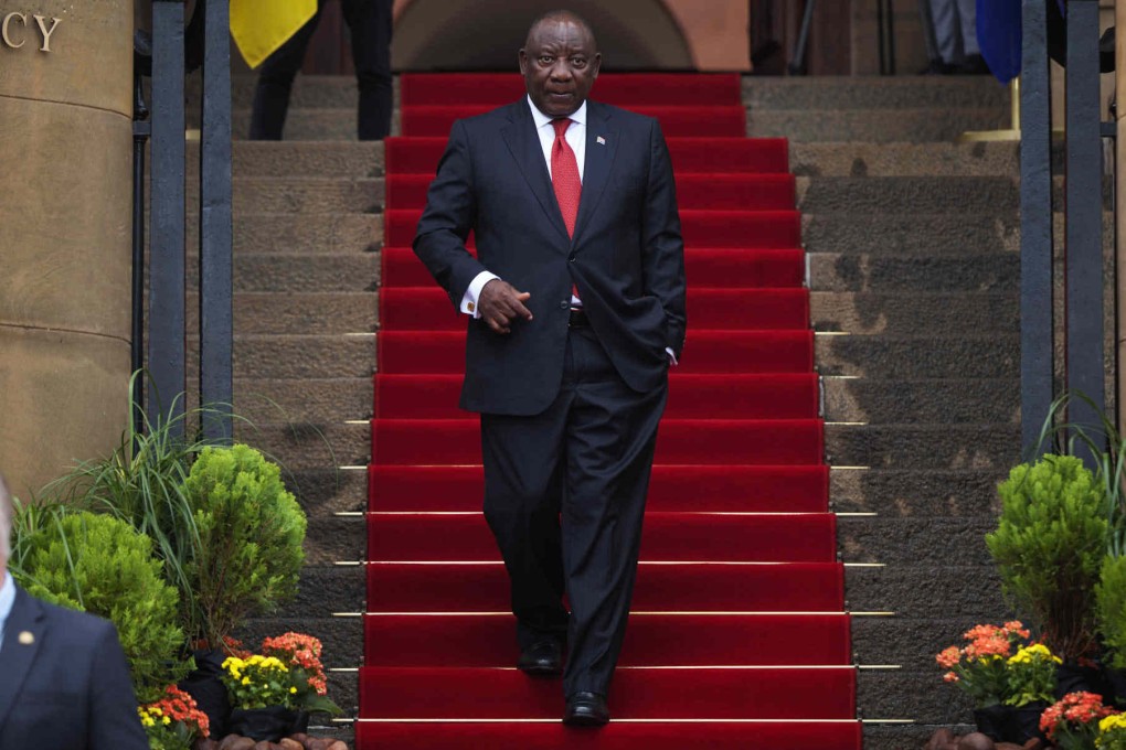 South African President Cyril Ramaphosa receiving Ukrainian President Volodymyr Zelensky (not pictured) in Pretoria in April. Photo: Ukrainian Presidency via dpa