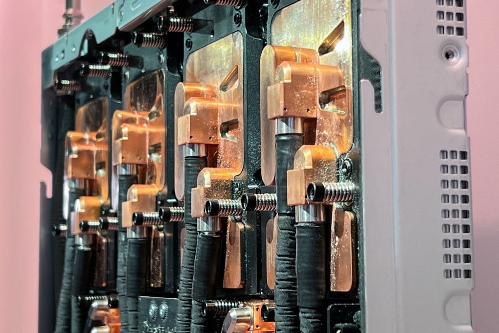 Data centre servers and components containing the newest AI chips from Nvidia. Photo: Reuters