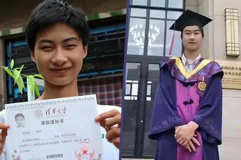 From an impoverished family, Pang Zhongwang went from collecting rubbish to help with family expenses to becoming a PhD student and now a cultural ambassador for his hometown. Photo: SCMP composite/Zhihu/Sohu