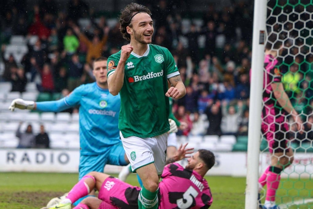 Sonny Lo-Everton celebrates scoring for Yeovil against Forest Green Rovers in April. Photo: Pinnacle Photo Agency
