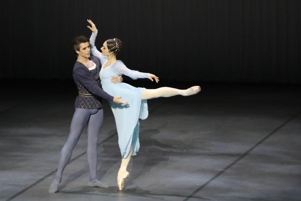 Bolshoi Ballet principal dancers Eleonora Sevenard as Juliet and Artem Ovcharenko as Romeo dance an “adagio” from the ballet Romeo and Juliet in Shenzhen on May 14. Photo: Zhan Jiangjuan/Pingshan Theatre