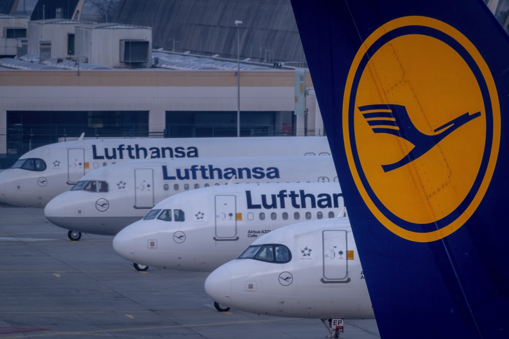 Lufthansa planes are parked at the airport in Frankfurt, Germany, in March 2024. Photo: AP