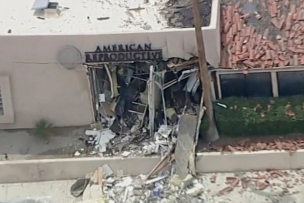 Debris covers the ground after an explosion in Palm Springs, California, on Saturday. Photo:ABC7 Los Angeles via AP