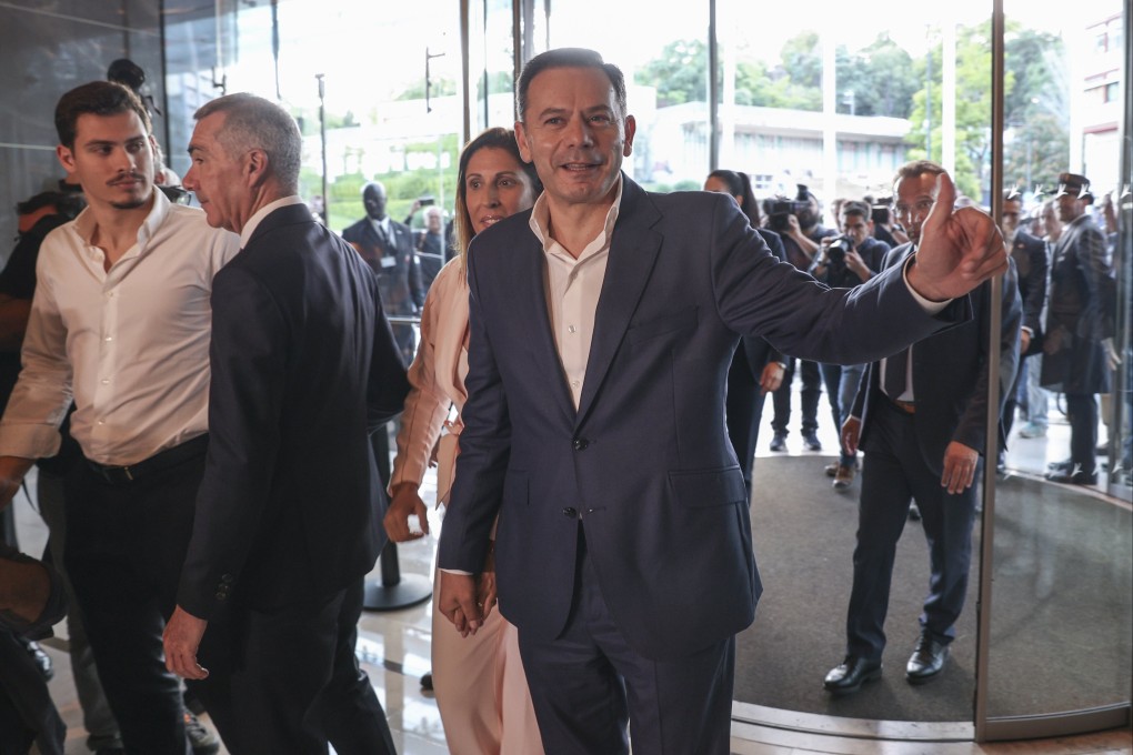 Luis Montenegro, leader of the Democratic Alliance coalition and president of the Social Democratic Party, arrives at a hotel in Lisbon, Portugal on Sunday. Photo: EPA-EFE