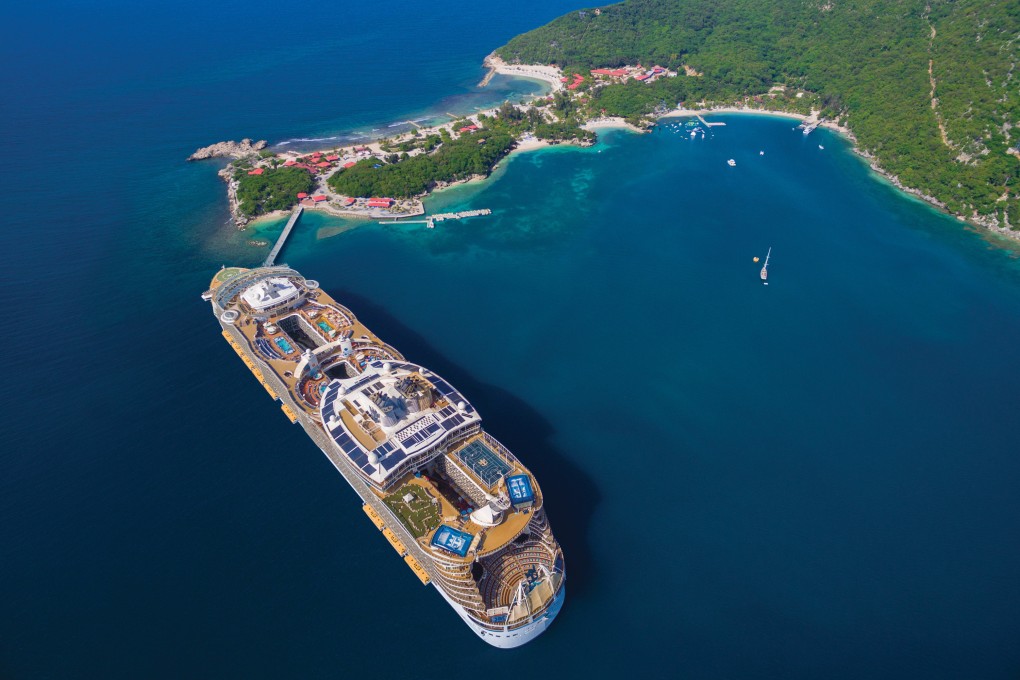 Royal Caribbean’s Allure of the Seas cruise ship docks at Labadee, the company’s private resort on Haiti, to which it recently suspended travel due to civil unrest. Photo: TNS