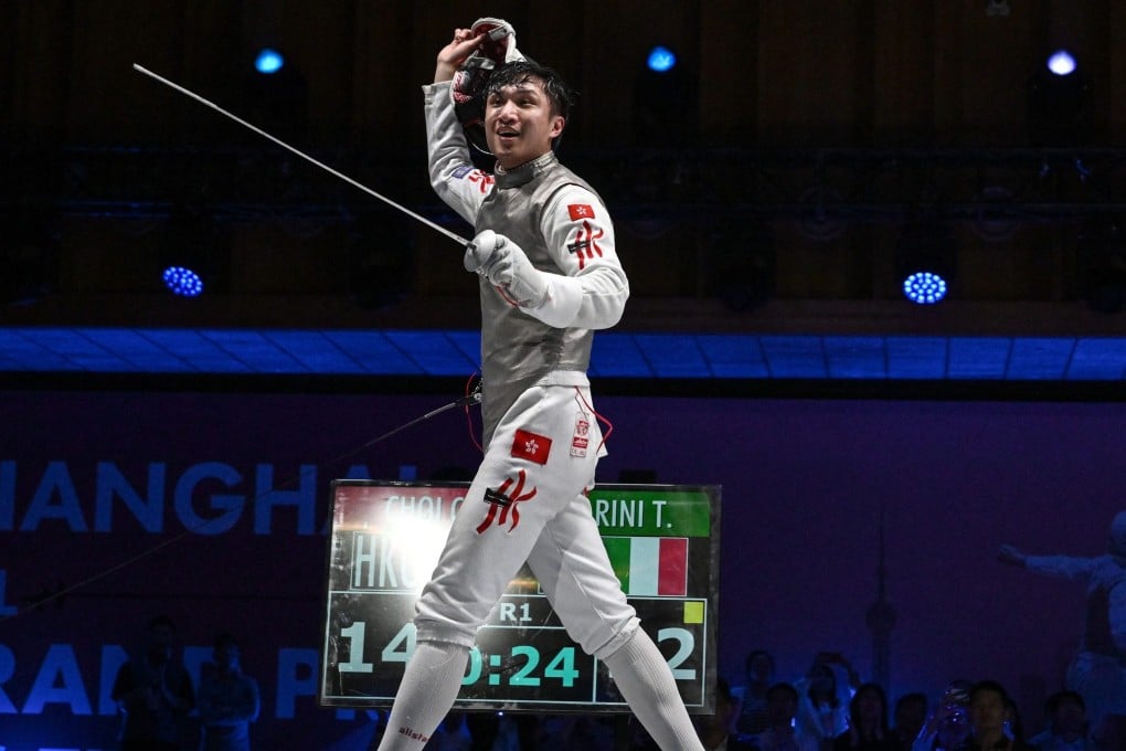 Ryan Choi celebrates his first senior international title win at the Shanghai Grand Prix on Sunday. Photo: FIE