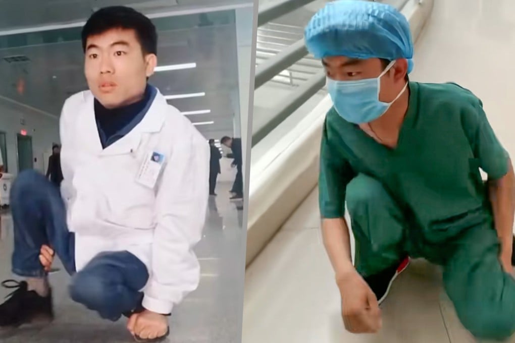 A disabled Chinese man has inspired many by starting primary school at 16 and entering medical school at 25. Photo: SCMP composite/Douyin