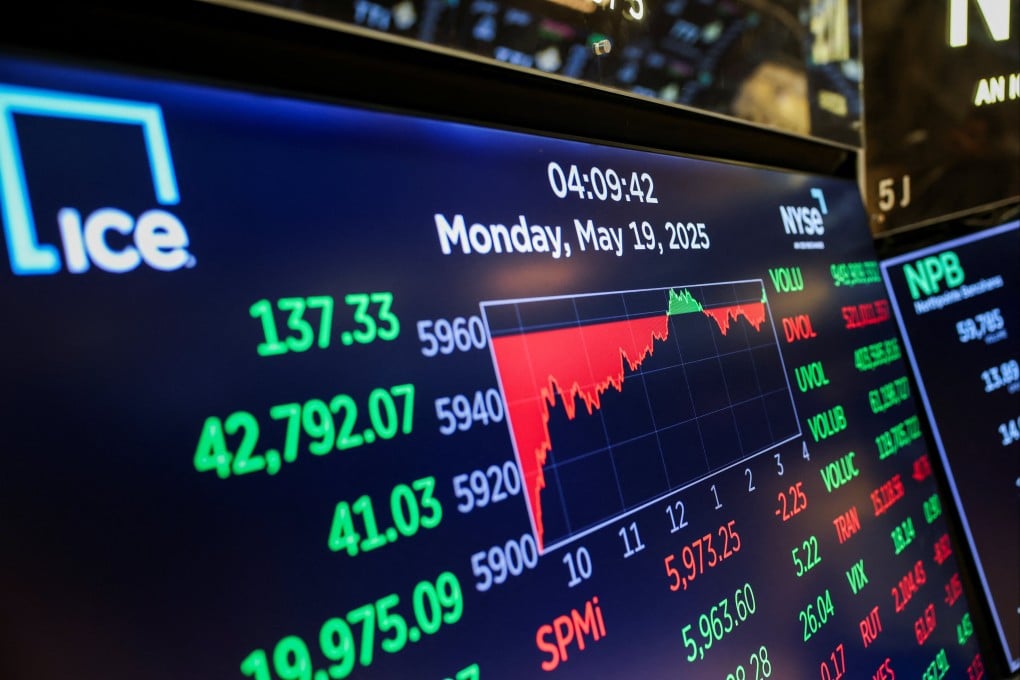 A screen shows trading indexes at the New York Stock Exchange (NYSE) in New York City, US, May 19, 2025. Photo: Reuters
