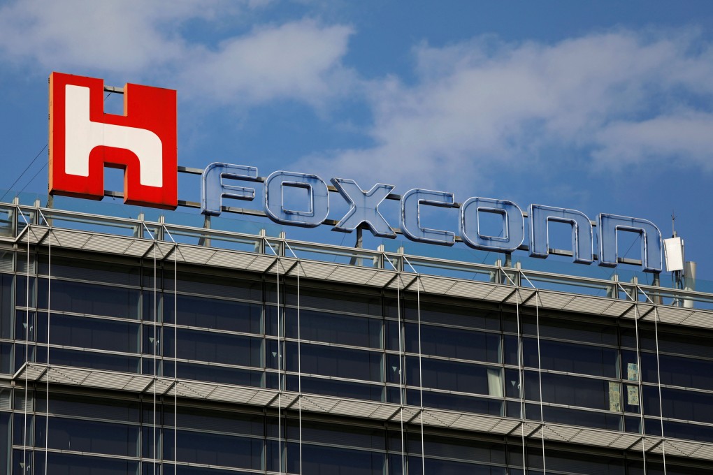 The logo of Foxconn, also known as Hon Hai Precision Industry, is seen on top of the company’s building in Taipei. Photo: Reuters
