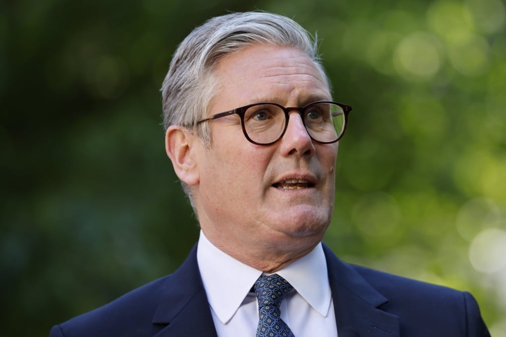 Britain’s Prime Minister Keir Starmer delivers a speech in the Downing Street Rose Garden in London on Monday. Photo: EPA-EFE