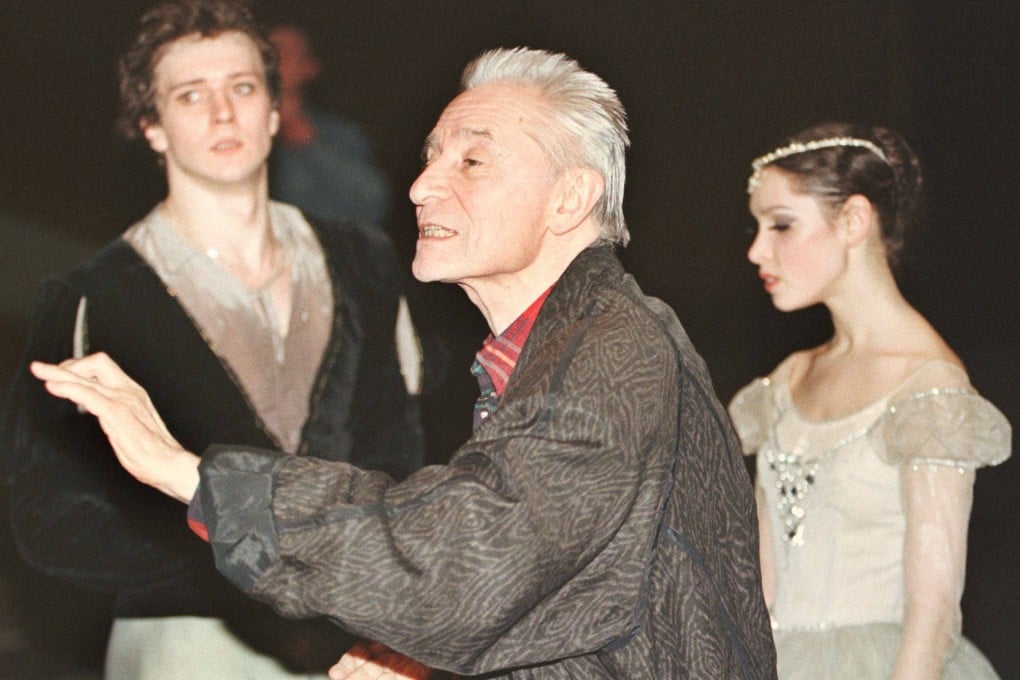 Yuri Grigorovich gestures on the stage of the State Kremlin Palace in Moscow in April 1999, giving last-minute instructions before the opening night of Romeo and Juliet by Russian composer Sergei Prokofiev. The legendary Russian choreographer has died aged 98. Photo: AFP