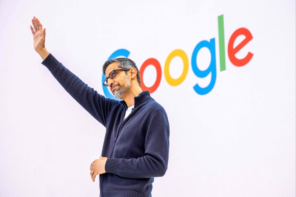 Google CEO Sundar Pichai addresses the crowd during the company’s annual I/O developers conference in Mountain View, California, on Tuesday. Photo: AFP