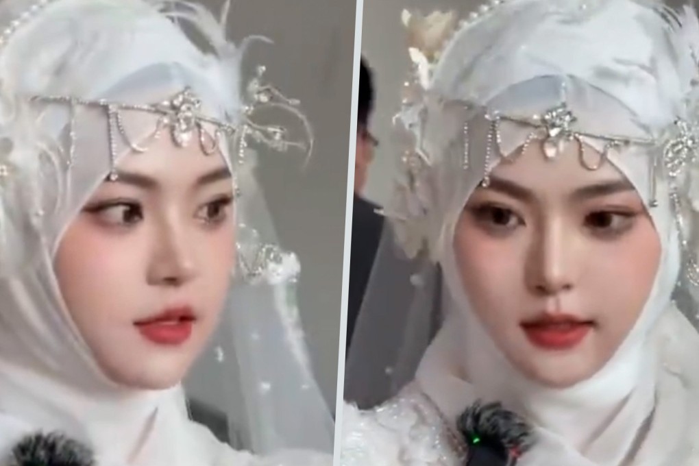 A stunning bride in China has gone viral online after people refused to believe she was real and asked if she was generated by artificial intelligence. Photo: SCMP composite/Weibo