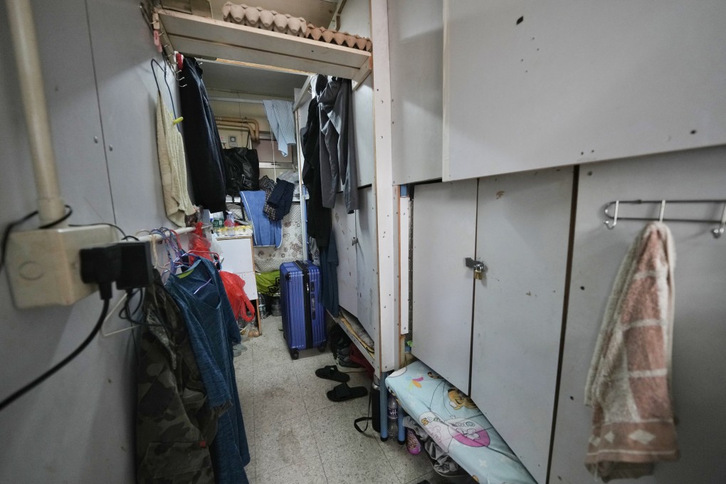 A flat in Sham Shui Po, divided into more than 20 bunk bed spaces for rental, seen in 2024. Photo:  Elson Li