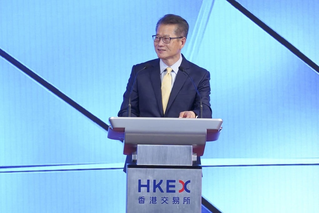 Paul Chan Mo-po speaks at the LME Asia Metals Seminar in Central. Photo: Edmond So