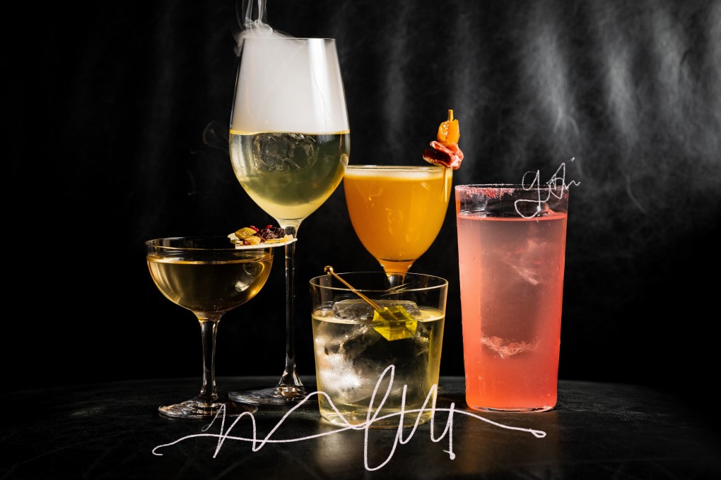 Cocktails from Japanese bartender Hideyuki Saito’s Graffiti menu at the Gold Bar in the Tokyo Edition Toranomon hotel. The drinks are inspired by street art around the world. Photo: Tokyo Edition Toranomon