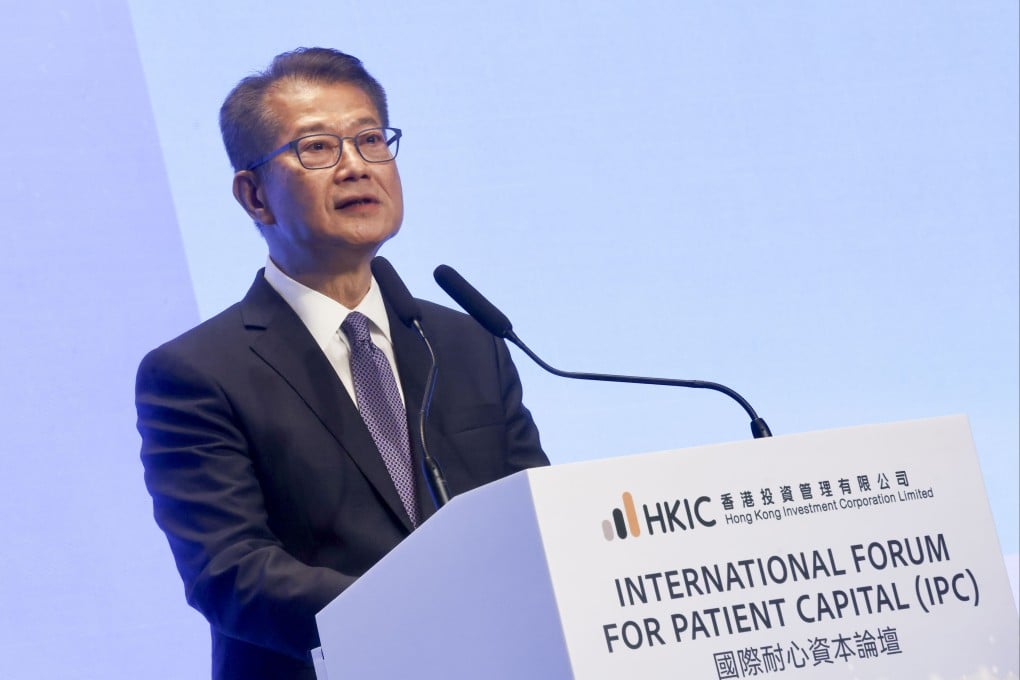 Hong Kong Financial Secretary Paul Chan Mo-po at the International Forum for Patient Capital. Photo: Jonathan Wong