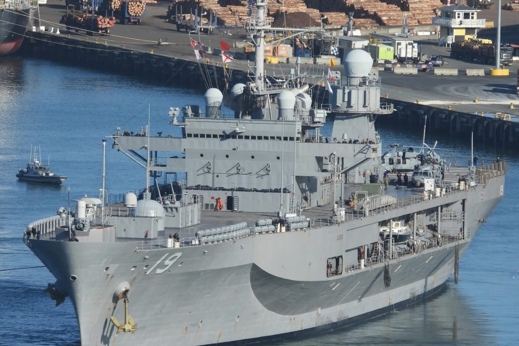 The USS Blue Ridge in Wellington, New Zealand, on Wednesday. Photo: Facebook/Ship Spotters New Zealand
