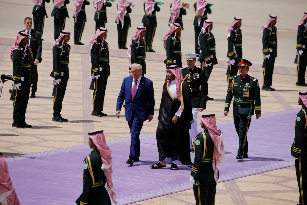 Saudi Crown Prince Mohammed Bin Salman receives US President Donald Trump at King Khalid International Airport in Riyadh, Saudi Arabia, on May 13. Photo: Reuters