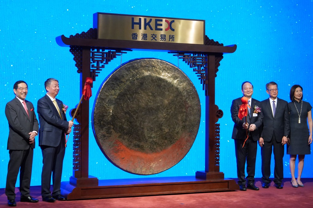 Representatives of CATL are seen at the company’s listing ceremony at the HKEX Connect Hall in Central. Photo: Sun Yeung