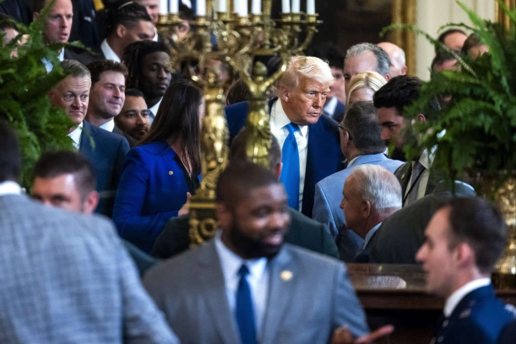 US President Donald Trump in the East Room of the White House on Wednesday. The package must also win approval in the Republican-controlled Senate before Trump can sign it into law. Photo: EPA-EFE