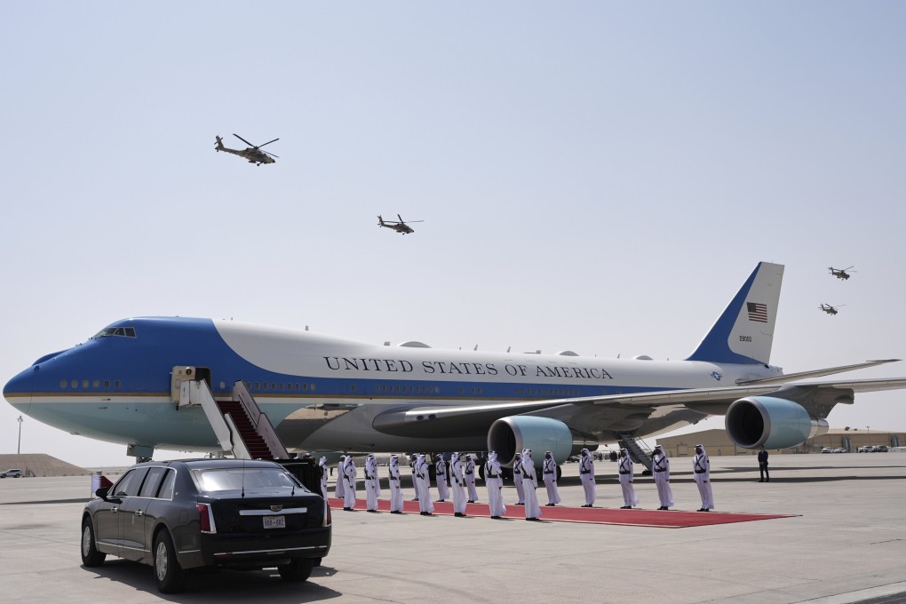 Air Force One at Al Udeid Air Base in Doha, Qatar. Photo: AP