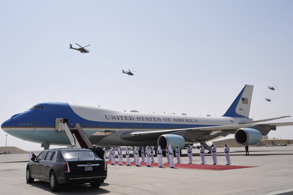 Air Force One at Al Udeid Air Base in Doha, Qatar. Photo: AP