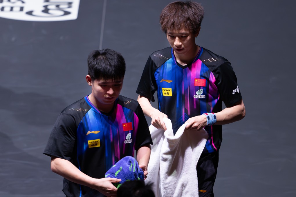 Lin Shidong (left) and Lin Gaoyuan were defeated by Chinese Taipei pair Kao Cheng-Jui and Lin Yun-Ju at the ITTF World Table Tennis Championships Finals. Photo: Xinhua