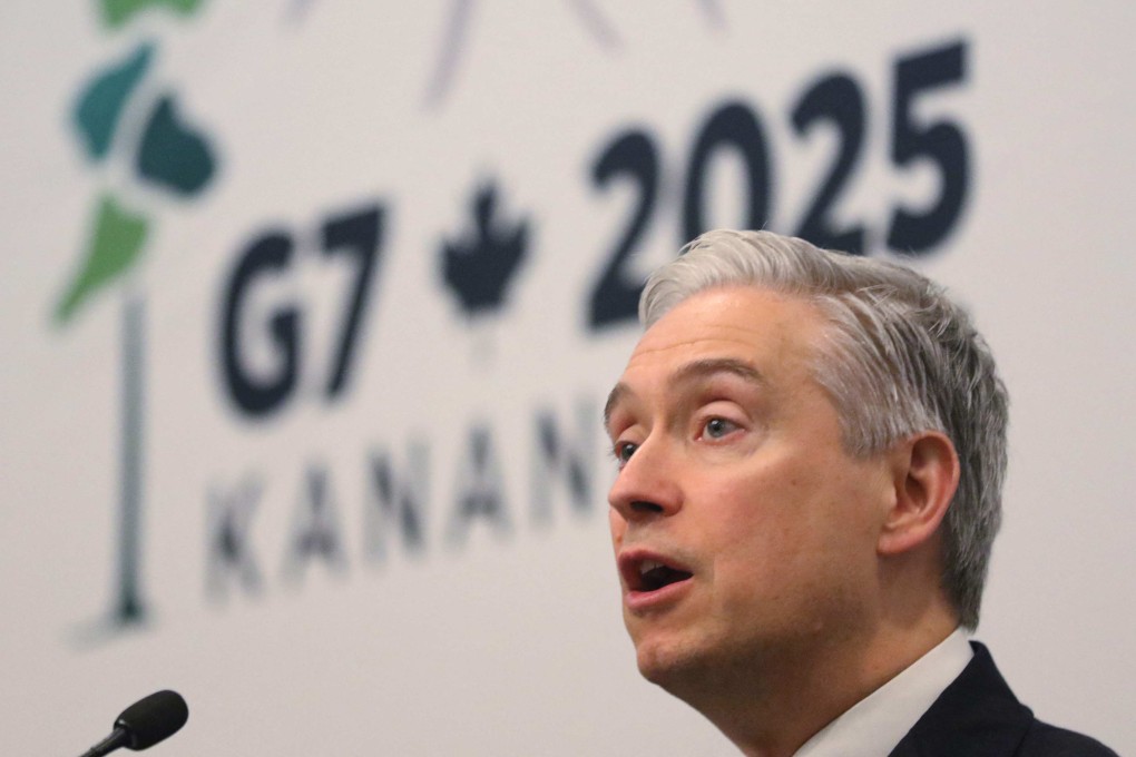 Canada’s Finance Minister Francois-Philippe Champagne speaks during the close of the G7 Finance Ministers and Central Bank Governors’ Meeting in Banff, Alberta, on Thursday. Photo: AFP