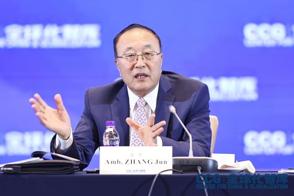 Zhang Jun, former Chinese ambassador to the United Nations, speaks on Thursday at a forum held by the Centre for China and Globalisation in Beijing. Photo: Handout