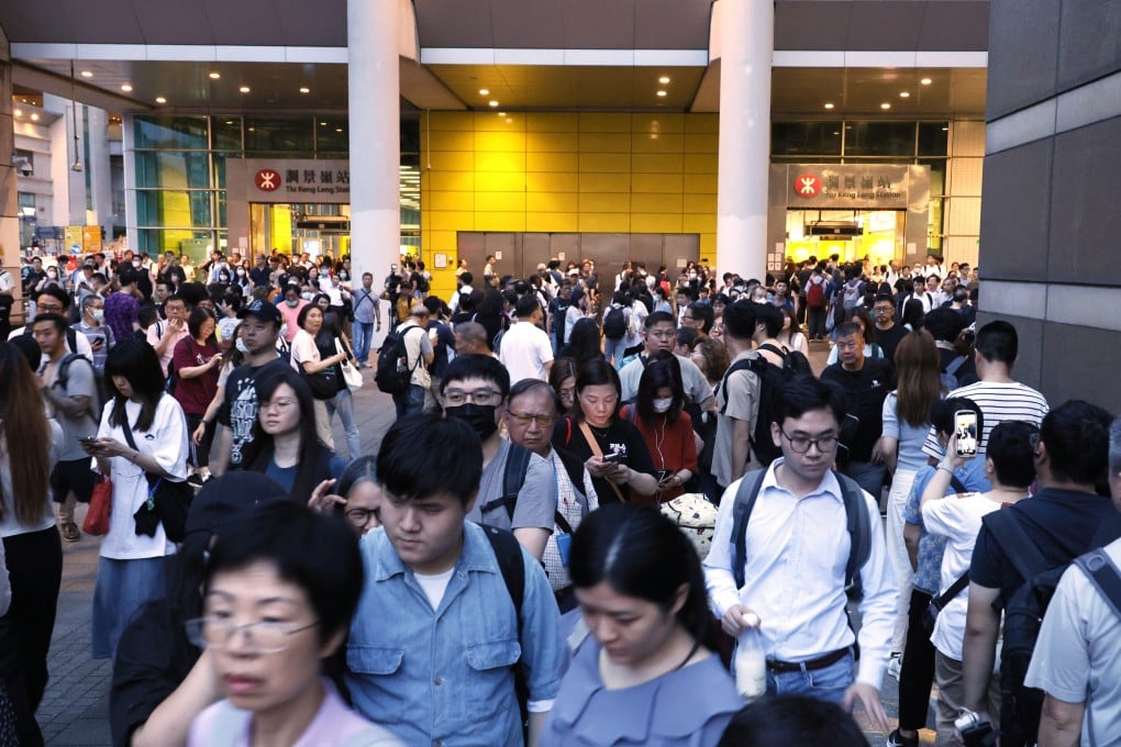 Passengers stream out of Tiu Keng Leng MTR station on Thursday. Photo: Handout