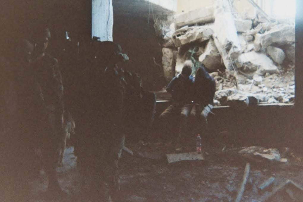 Two detainees used as human shields being held inside a house in the Gaza City area last year. Photo: Breaking the Silence/AP