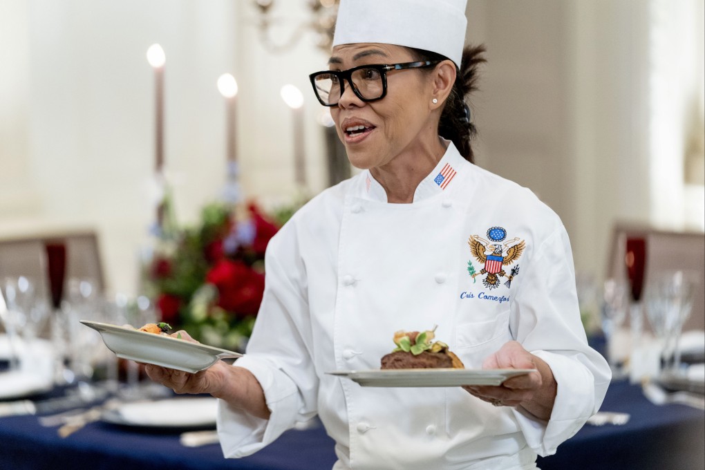 Cristeta Comerford in the State Dining Room of the White House in Washington in 2022. She reveals what it was like to cook for five US presidents. Photo: AP