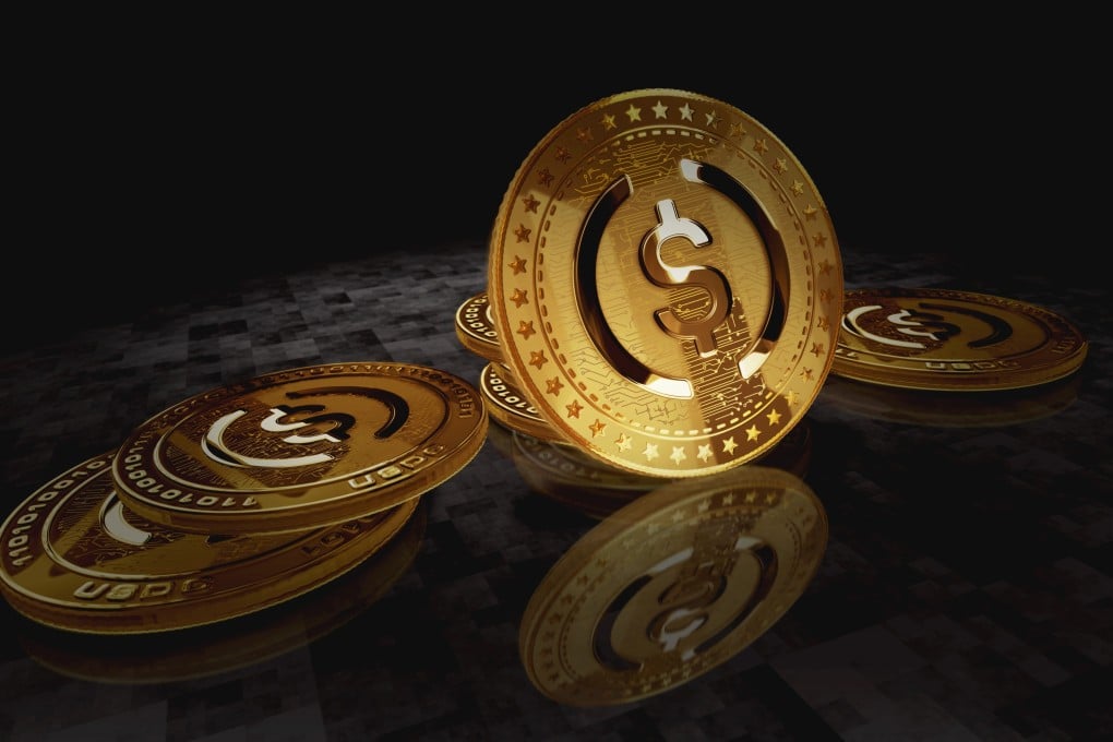 A 3D representation of USDC stablecoin tokens. Photo: Shutterstock Images