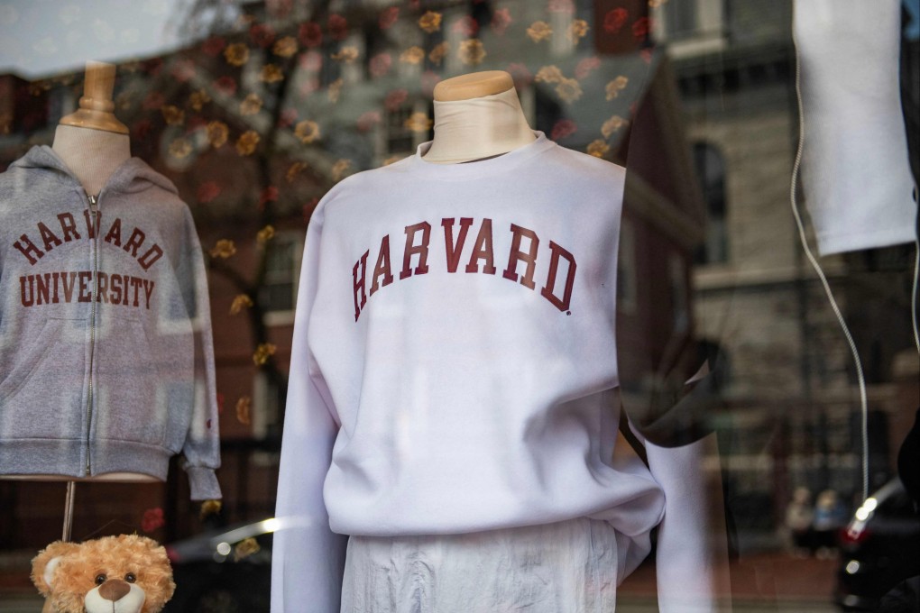 Harvard sweatshirts are displayed for sale in a school store window on the Harvard University campus in Cambridge, Massachusetts, on April 15, 2025. Photo: AFP
