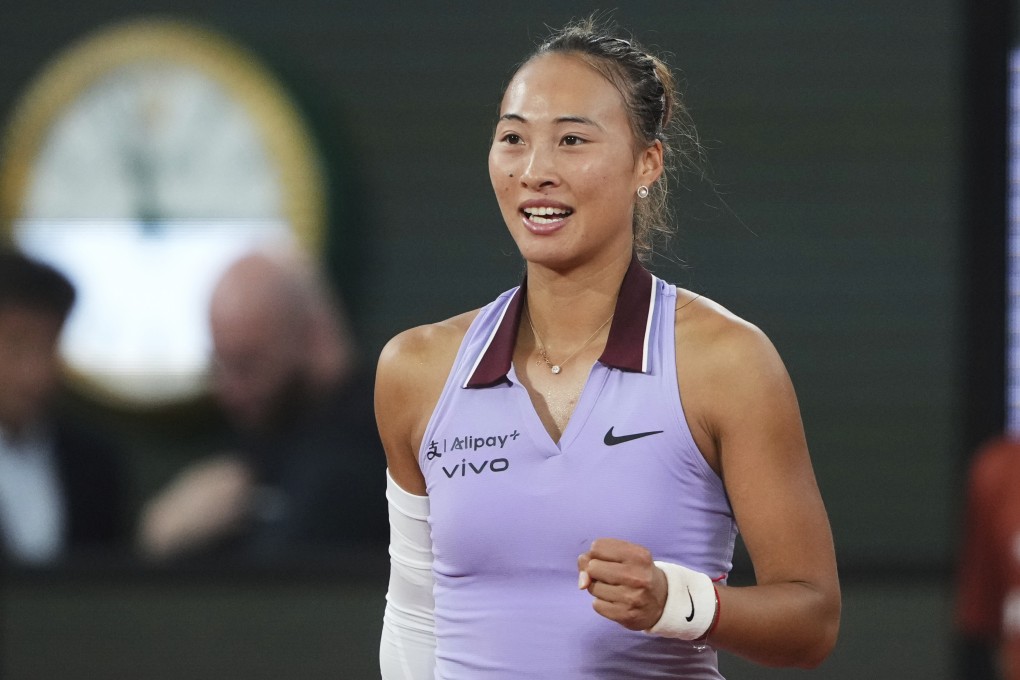 China’s Zheng Qinwen smiles after beating Russia’s Anastasia Pavliuchenkova in the first round of the French Open. Photo: AP