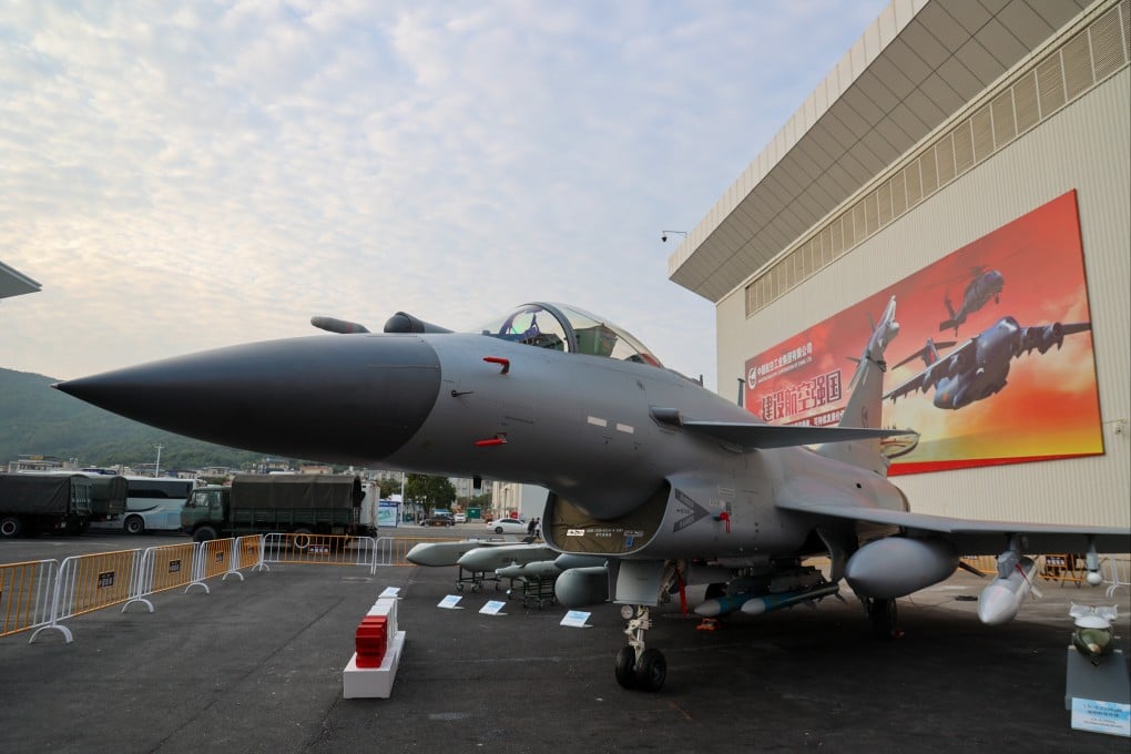 A J-10CE medium multi-role combat aircraft is on display in Zhuhai, Guangdong province, on November 11, 2024. Photo: VCG via Getty Images