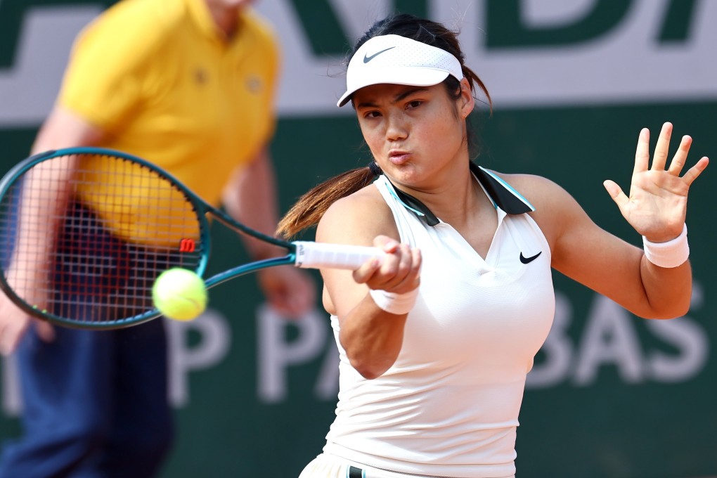 Emma Raducanu on her way to victory over Wang Xinyu in the opening round at Roland Garros. Photo: EPA-EFE