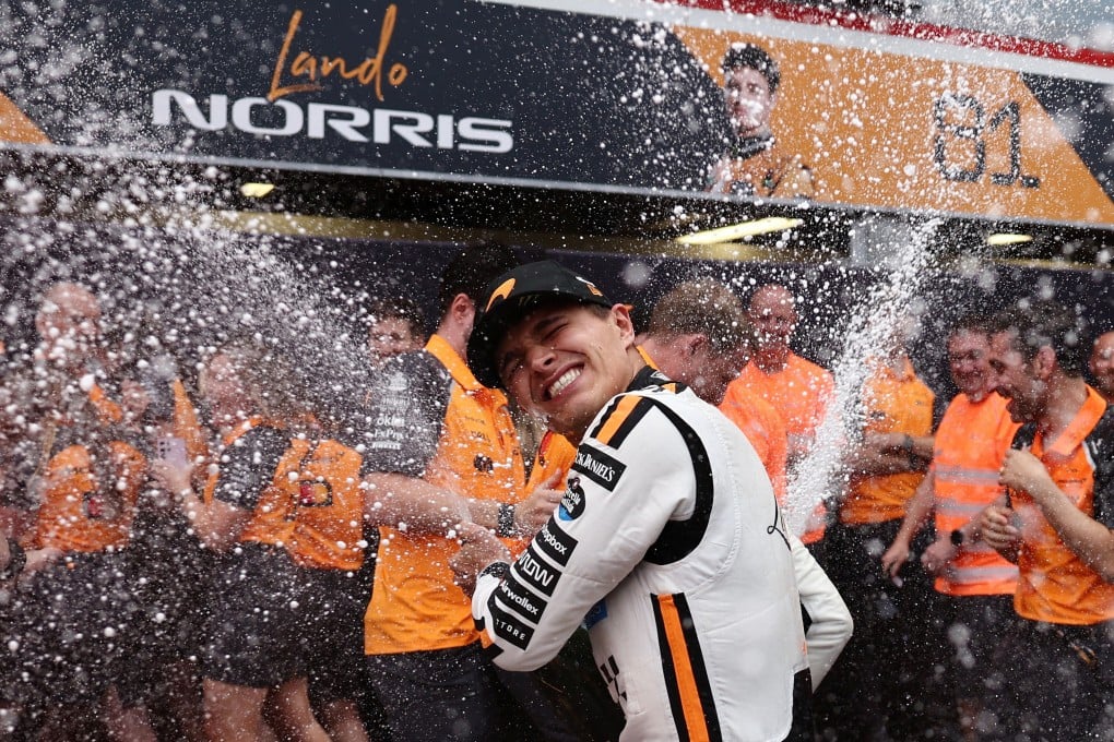 McLaren’s Lando Norris celebrates winning the Monaco Grand Prix. Photo: Reuters