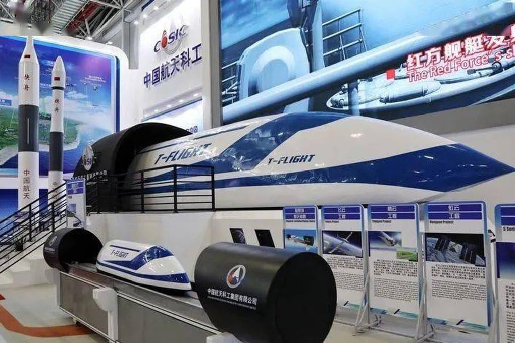 A model of the ultra-high speed maglev train system that is under development in China. Photo: China Aerospace Science and Industry Corporation