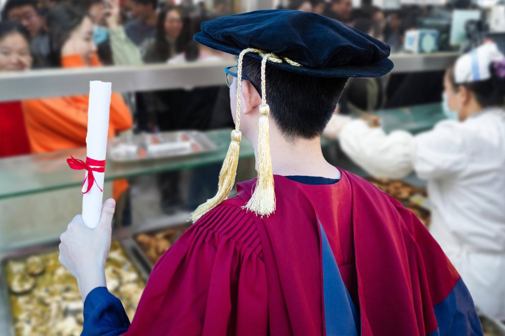 A Chinese university canteen has ignited a robust debate online by requiring candidates for the office manager position to hold a PhD degree. Photo: SCMP composite/Shutterstock/Sohu