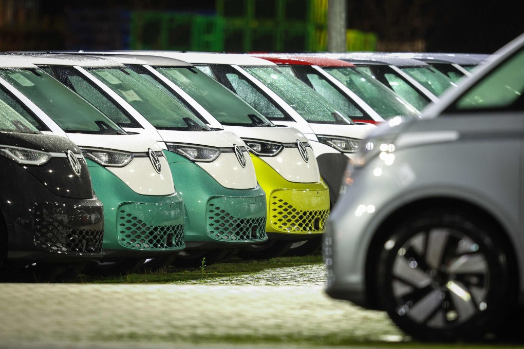 VW ID Buzz vehicles are parked at Volkswagen’s plant in Hanover, northern Germany. Photo: AFP