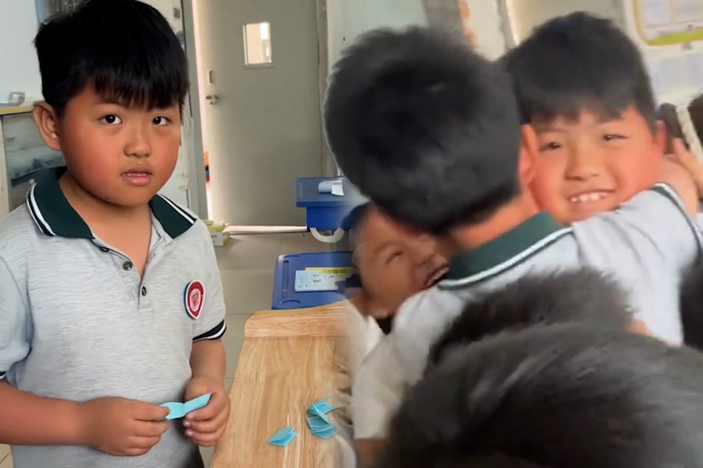 A teacher in China who helped a shy boy engage with his peers by using a lucky draw has won praise on social media. Photo: SCMP composite/Douyin