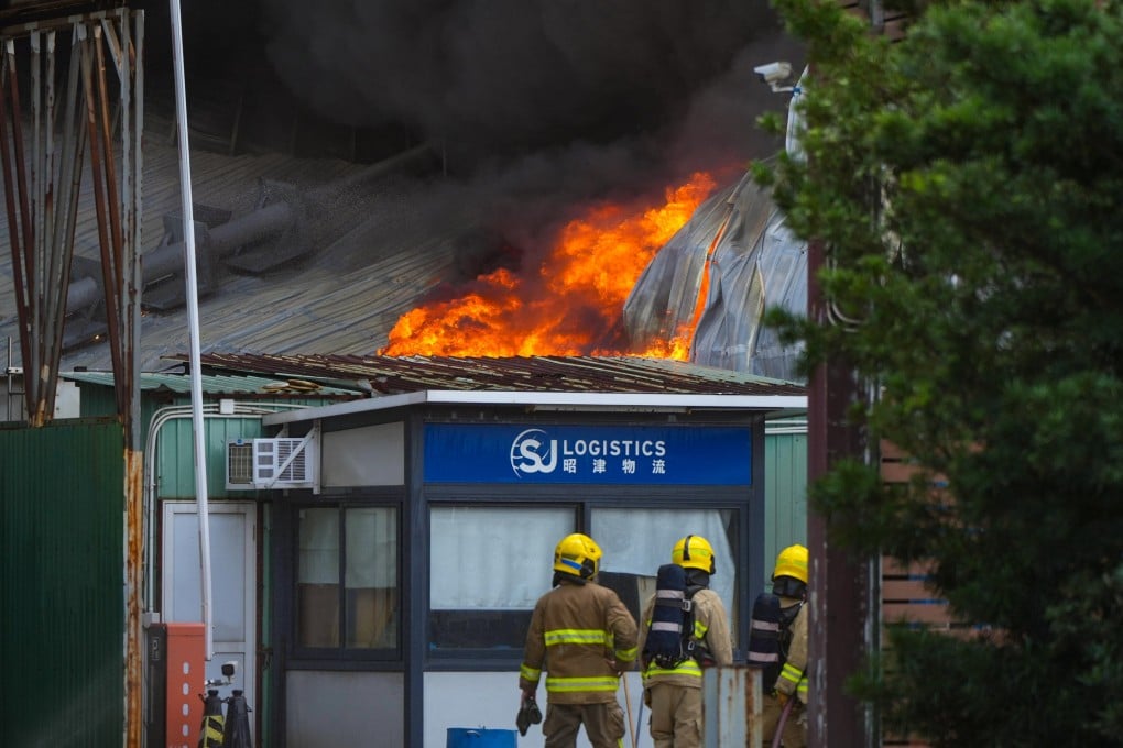 Firefighters are battling a No 3 alarm fire at a Hong Kong warehouse. Photo: Sam Tsang